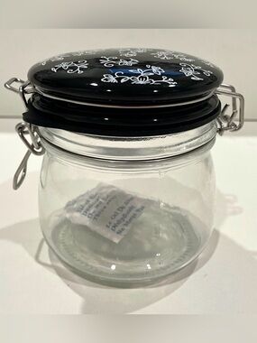 Temp-Tations by Tara Small Canister “Black Floral Lace”w Ceramic Lid